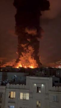 Clip of the Aftermath of Israeli Strikes Carried Out on Iran’s Oil Depots in Tehran