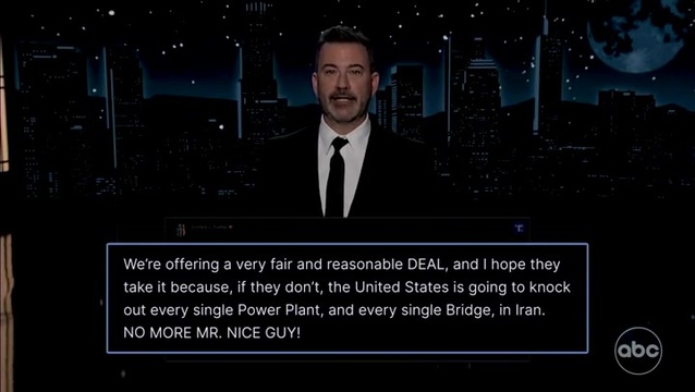 Kimmel: ‘Did You Ever Imagine You Were More Likely to Believe the Ayatollah than the POTUS?’