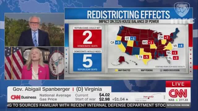 Gov. Spanberger Insists That 10-1 Va. Map Will Only Be in Effect Until After the 2030 Census