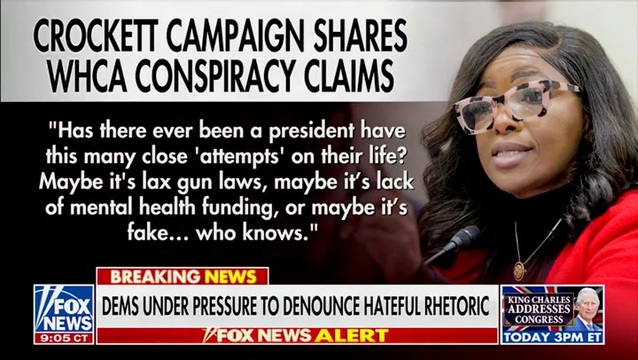 Dem Rep. Jasmine Crockett Suggests Trump Assassination Attempts Could Be ‘Fake’