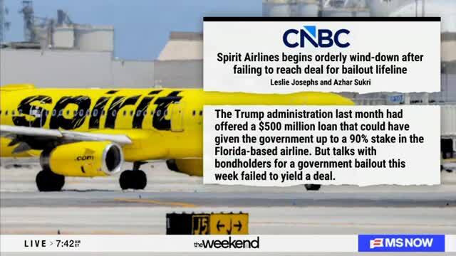 MS NOW: Spirit Airlines Shuts Down After 34 Years in Business, All Flights Have Been Canceled