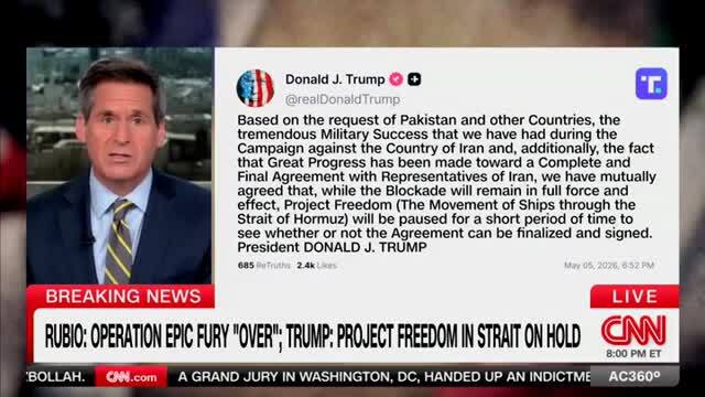 CNN: Project Freedom Is on Hold for a Short Period of Time