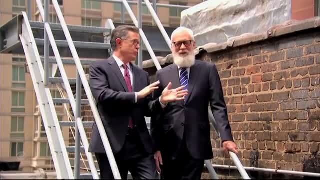 David Letterman and Colbert Toss Furniture off the Roof Targeting the CBS Logo: ‘Good Night and Good Luck, Motherf*ckers’