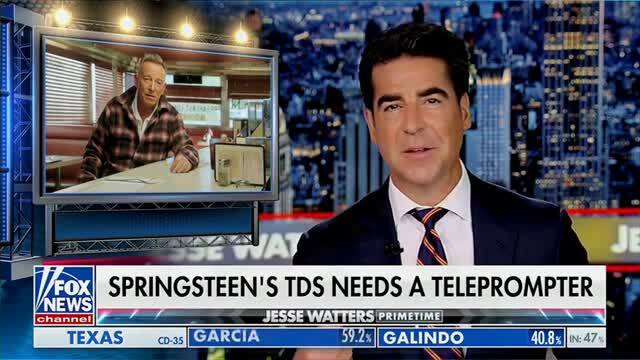 Jesse Watters: Bruce Springsteen’s Trump Derangement Syndrome Is ‘So Severe,’ He Needs a Teleprompter