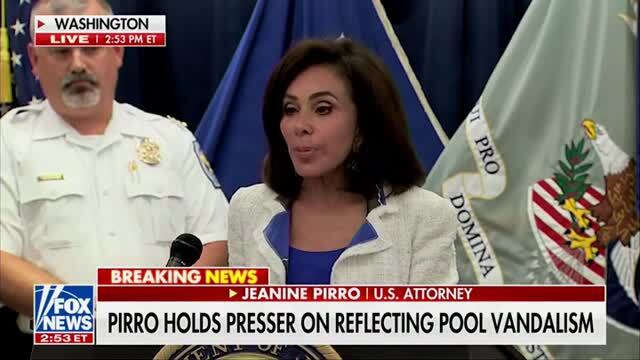 Jeanine Pirro Announces Felony Charges Against Ex-Olympian Charged with Damaging the Reflecting Pool