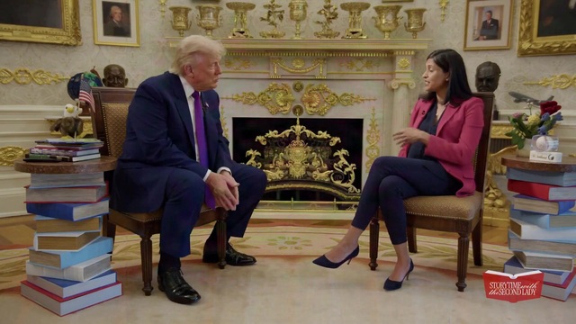 Trump at Storytime with Usha Vance: I End Up Reading Mostly Newspapers, I Usually Read Stories About Myself