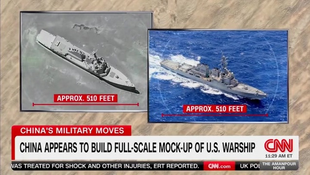 CNN: China Appears to Build Full-Scale Mock-Up of U.S. Warship