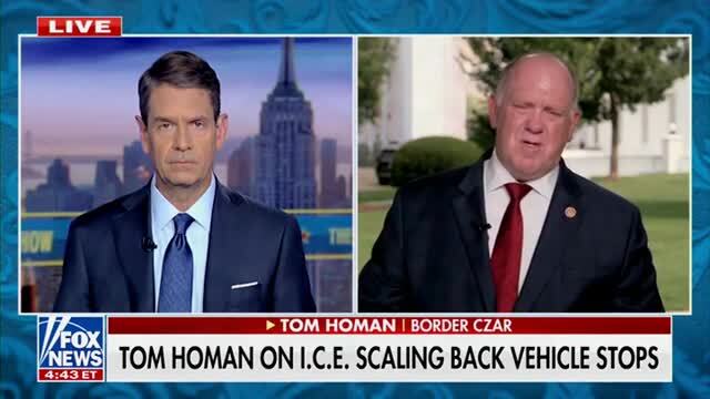Homan on ICE Scaling Back Vehicle Stops: ‘It’s a Short Pause Just to Make Sure We’re Doing the Right Thing’