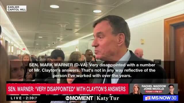 Sen. Mark Warner: ‘I’m Very Disappointed’ with Jay Clayton’s DNI Nomination Hearing