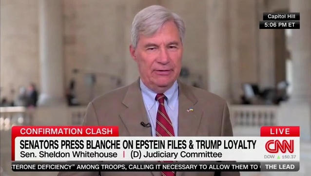 Sen. Whitehouse Slams DoJ’s Blanche on Alleged ‘Slush Fund’ Collusion: ‘Blanche Is in That Up to His Neck’
