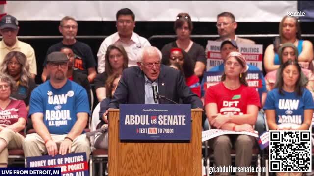 Bernie Sanders at Abdul El-Sayed Rally: We Can Create Millions of Jobs by Transitioning Away from Fossil Fuels
