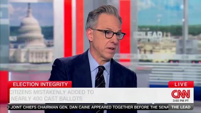 Jake Tapper Says that N.J. Voter Roll Error Is ‘Not Good for Democrats’ Argument’ that Non-Citizens Can’t Vote