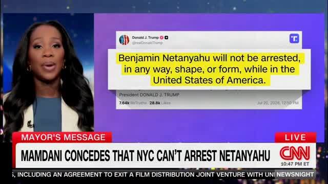 CNN: Mamdani Concedes He Can’t Have Netanyahu Arrested
