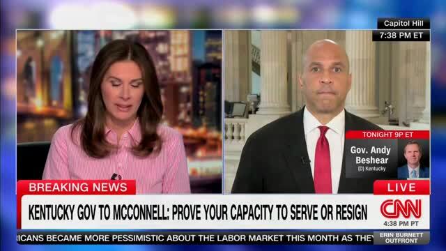 Erin Burnett Asks Cory Booker If He Knows Why Mitch McConnell Can Talk to Colleagues on the Phone But Can’t Post a Video