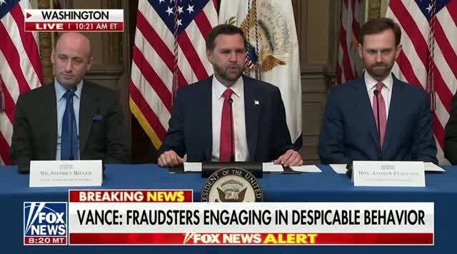 VP Vance Calls on Congress to Codify the Trump Admin’s Anti-Fraud Actions