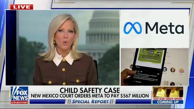 Fox News: A NM Court Orders Instagram and Facebook’s Meta to Pay $567M to Address Harms to Young People from Its Platforms, Meta Is Vowing to Appeal