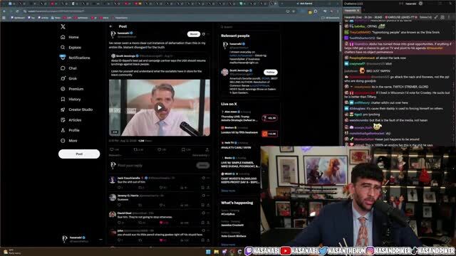 Hasan Piker Says He’s in the Process of Suing Scott Jennings