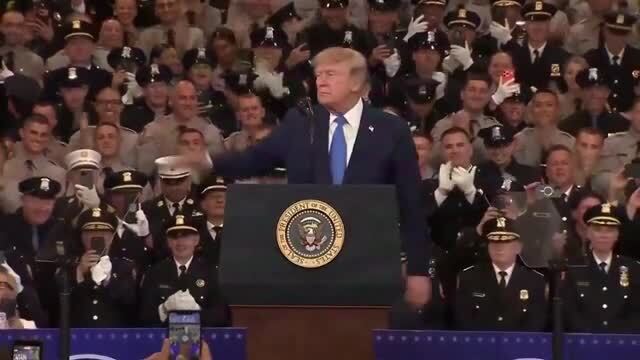 Trump Ends His Speech at the Nassau County Police Academy Center for Training and Intelligence with ‘Trump Dance’
