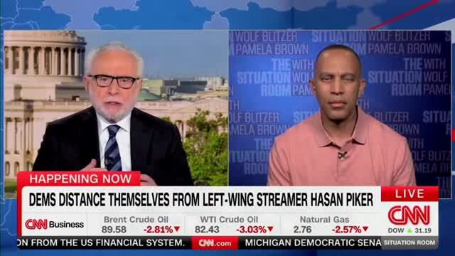 Hakeem Jeffries Is Not Happy as CNN’s Blitzer Presses Him on Hasan Piker