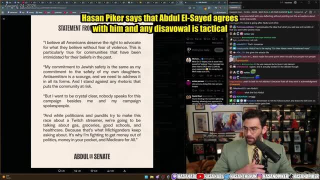 Hasan Piker Says El-Sayed’s Public Attempts to Distance Himself from Him Are Simply Meant to Fool Voters