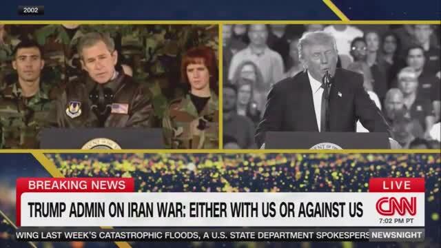 CNN Features Split Screen Video of Bush and Trump Touting Iraq and Iran Wars