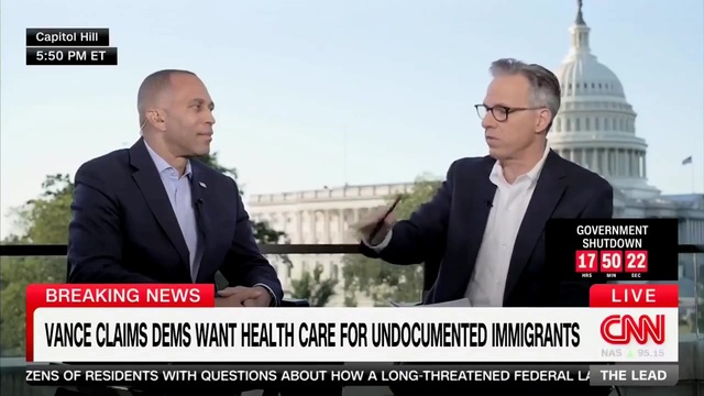 Hakeem Jeffries Insists It’s ‘a Lie’ that He Supports Healthcare for Illegals — Even After Tapper Cites Provision Allowing It