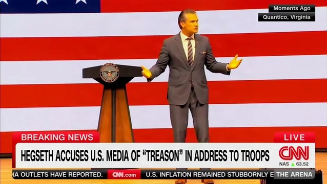 CNN: Hegseth Accuses U.S. Media of ‘Treason’ in Address to Troops