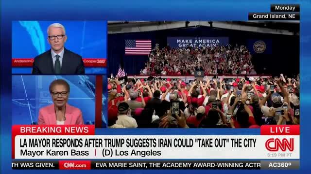 Karen Bass on Trump Saying Iran Could ‘Take Out’ L.A. and San Diego: ‘I Was Horrified’