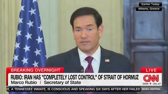 Rubio: Iran Has Completely Lost Control of Strait of Hormuz
