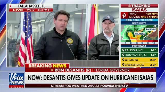 Gov. DeSantis: Hurricane Isaias Could Spin Off Tornado Activity