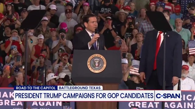 Trump Brings Sec. Rubio on Stage in Corpus Christi, Texas and Jokes About Dropping Him Off in Cuba